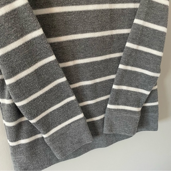 Old Navy Boys French Rib Knit Sweater - Grey Heathered, White Stripe - Picture 4 of 5